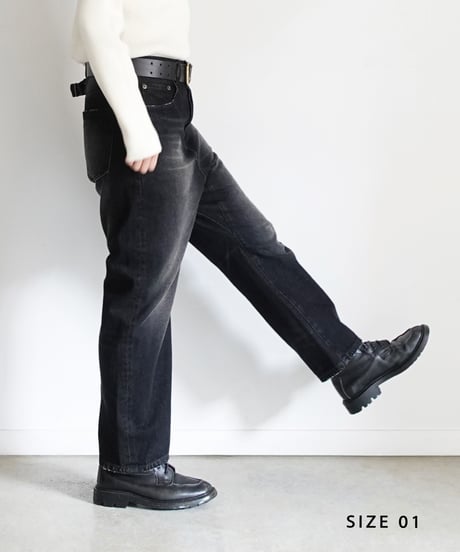 i c h i  241230 Denim Sarrouel Pants / D : BLACK・2 SIZE