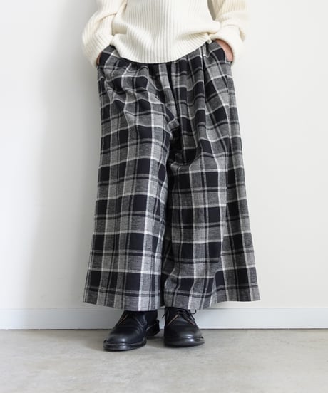 i c h i 260414 Cotton Linen Check Pants / C : GRAY CHECK