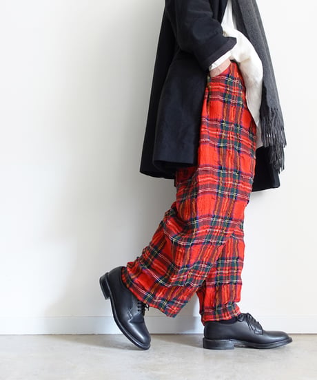 ichiAntiquités  1200324 Cotton Wool RED Tartan Relax Pants / A : RED
