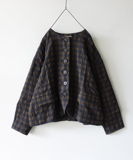 ichiAntiquités 1200318 Cotton Wool Gingham Check Jacket / 3 COLORS