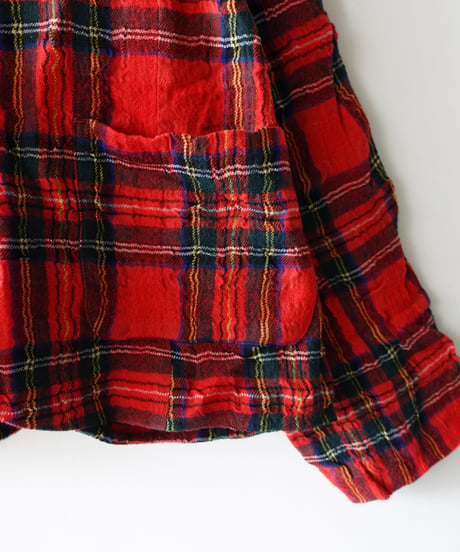 ichiAntiquités  1200323 Cotton Wool RED Tartan Jacket / A : RED