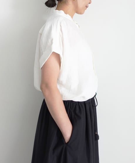 ichiAntiquités 1001133 Linen French sleeve Shirt / A : WHITE