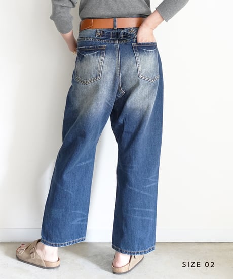 i c h i  241230 Denim Sarrouel Pants / B : DARK・2 SIZE
