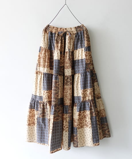 i c h i 241135 Vintage Patchwork Print Skirt / A : Vintage Patchwork