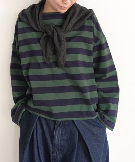 i c h i 260445 Wide Sleeve Border Pullover / 3 COLORS