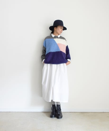 i c h i  260452 Color Panel Knit Pullover / 2 COLORS