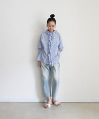 i c h i  241230 Denim Sarrouel Pants / C : SAXE BLUE・2 SIZE