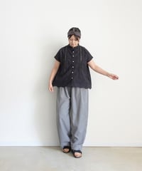 i c h i 251120  Cutwork Embroidery Band Collar Shirt / 3 COLORS