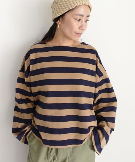 i c h i 260445 Wide Sleeve Border Pullover / 3 COLORS