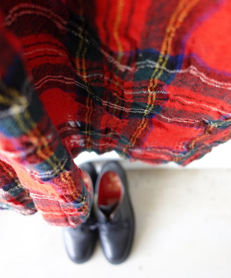 ichiAntiquités 1200325 Cotton Wool RED Tartan Dress / A : RED