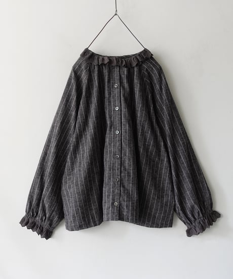 ichiAntiquités 1200315 Pin Stripe 2way Frill Shirt / 2 COLORS