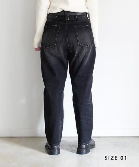 i c h i  241230 Denim Sarrouel Pants / D : BLACK・2 SIZE