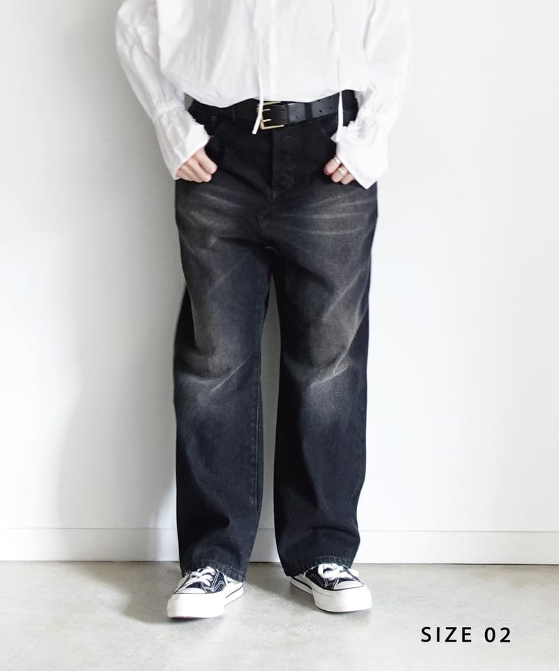 i c h i 241230 Denim Sarrouel Pants / D : BLAC
