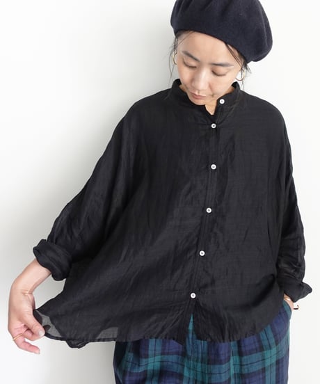 i c h i 260124 Linen Ramie Sheer Cross Shirt / 2 COLORS