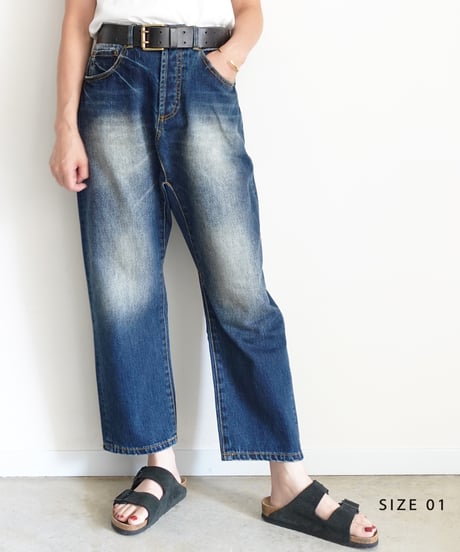 i c h i  241230 Denim Sarrouel Pants / B : DARK・2 SIZE