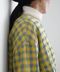 ichiAntiquités 1200318 Cotton Wool Gingham Check Jacket / 3 COLORS