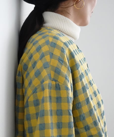 ichiAntiquités 1200318 Cotton Wool Gingham Check Jacket / 3 COLORS