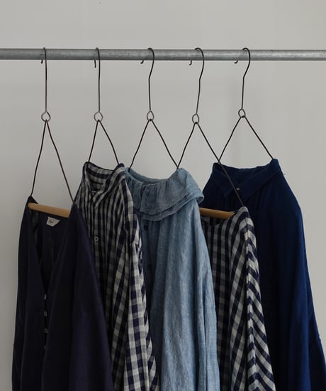 ichiAntiquités 1101111 Linen Canvas V neck Shirt / C : NAVY