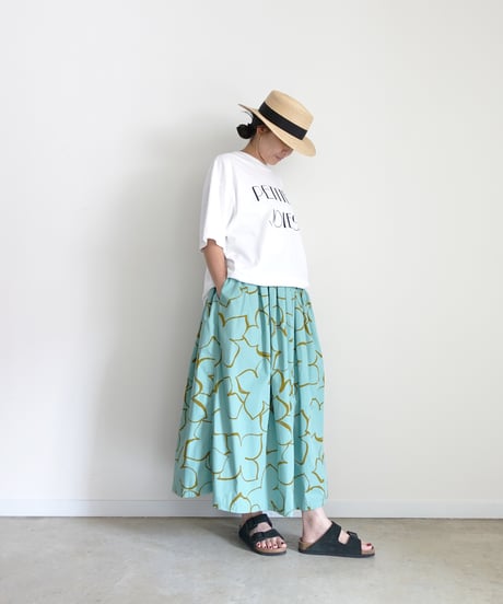 i c h i  251226  Flower Print Skirt / B : GREEN