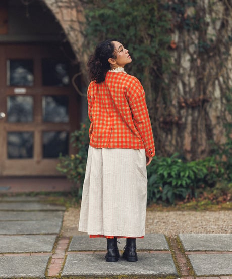 ichiAntiquités 1200318 Cotton Wool Gingham Check Jacket / 3 COLORS