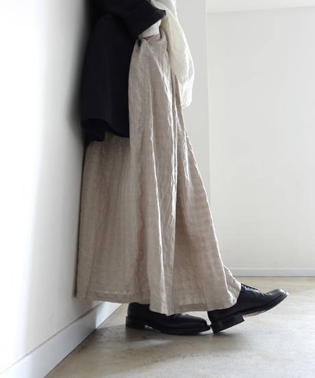 ichiAntiquités 1101110 Linen Cotton Gingham Check Skirt / 3 COLORS