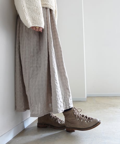 ichiAntiquités 1101109 Linen Cotton Gingham Check Dress / 2 COLORS