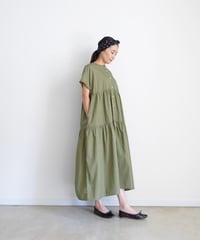 i c h i 260107 Cotton Broadcloth Tiered Dress / D : OLIVE