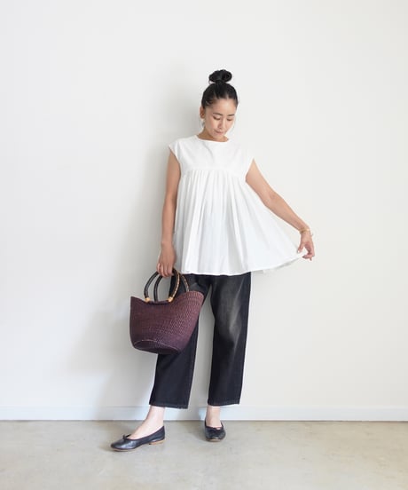 i c h i  241230 Denim Sarrouel Pants / D : BLACK・2 SIZE