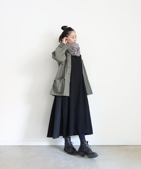 i c h i  260425 Wool Gauze & Cotton Cloth Dress / 2 COLORS