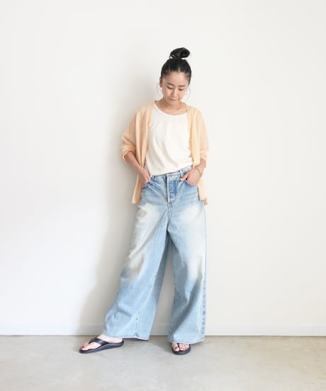 i c h i  230430  DENIM Wide Pants / C : SAXE BLUE・2 size