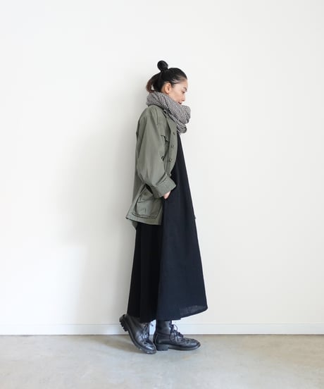 i c h i  260425 Wool Gauze & Cotton Cloth Dress / 2 COLORS