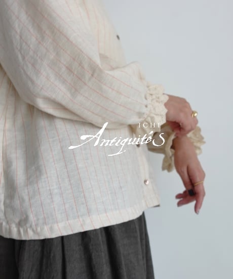 ichiAntiquités 1200315 Pin Stripe 2way Frill Shirt / 2 COLORS
