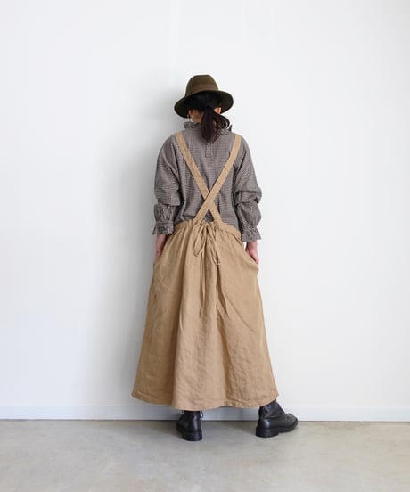 【 LIMITED COLLECTION 】Antiquités noir  1000411 Vintage Linen Apron Dress / A : BEIGE