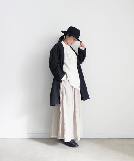 ichiAntiquités 1101110 Linen Cotton Gingham Check Skirt / 3 COLORS
