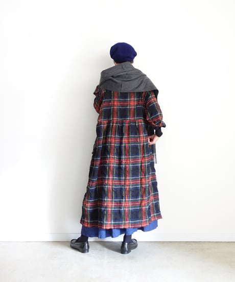【ONLINE LIMITED】ichiAntiquités 1200325 Cotton Wool BLACK Tartan Dress / B : BLACK