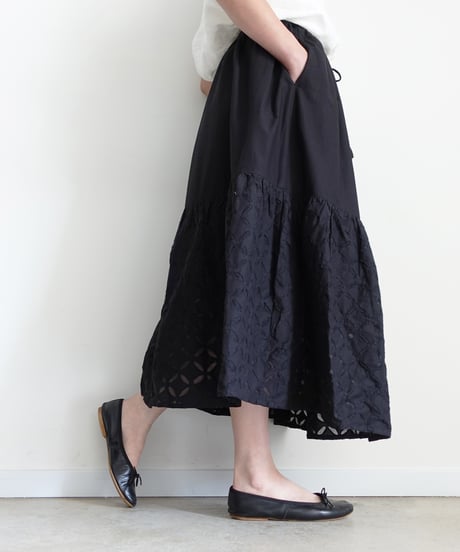 ichiAntiquités 1100939 INDIA Reverse Applique Cotton Skirt / 2 COLORS