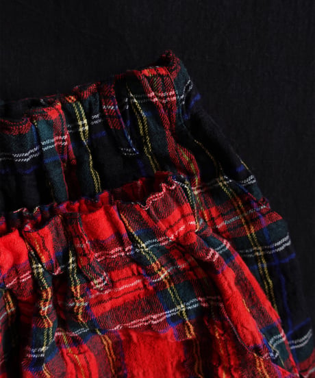 【ONLINE LIMITED】ichiAntiquités  1200324 Cotton Wool BLACK Tartan Relax Pants / B : BLACK