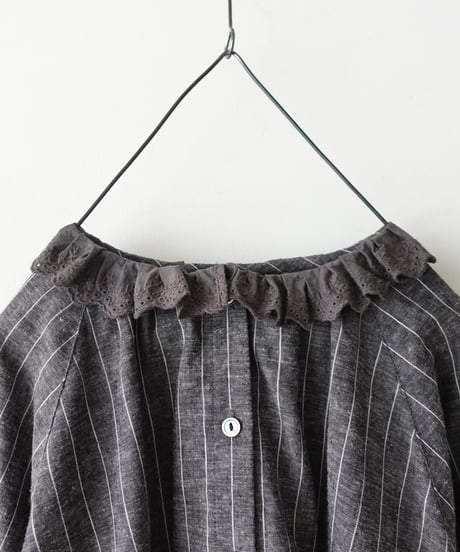ichiAntiquités 1200315 Pin Stripe 2way Frill Shirt / 2 COLORS