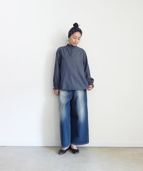 i c h i  230430  DENIM Wide Pants / B : DARK・2 size