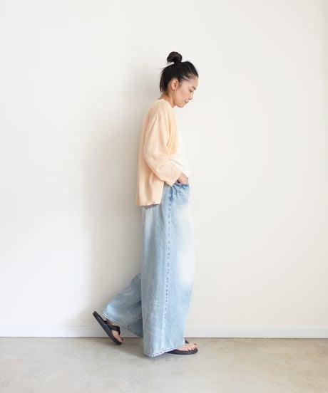 i c h i  230430  DENIM Wide Pants / C : SAXE BLUE・2 size