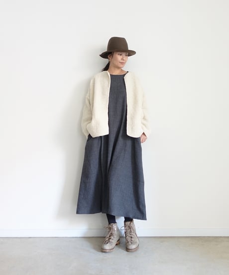 i c h i  260425 Wool Gauze & Cotton Cloth Dress / 2 COLORS