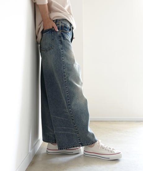 i c h i  230430  DENIM Wide Pants / A : LIGHT・2 size