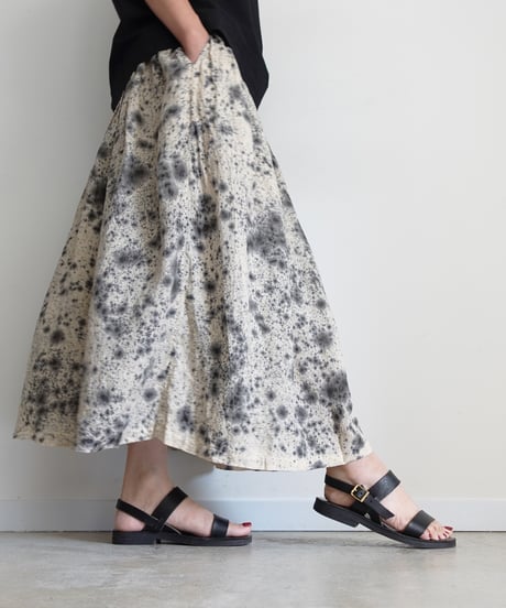 ichiAntiquités 800335  Natural dyed Linen Gather Skirt / 2 COLORS