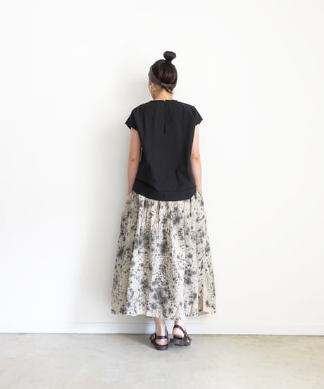 ichiAntiquités 800335  Natural dyed Linen Gather Skirt / 2 COLORS