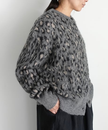 i c h i  260451  Shaggy Leopard Knit Cardigan / 2 COLORS