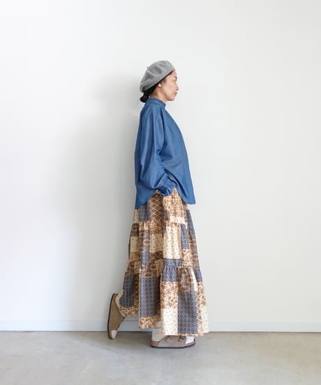 i c h i 241135 Vintage Patchwork Print Skirt / A : Vintage Patchwork