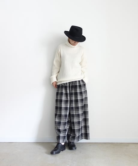 i c h i 260414 Cotton Linen Check Pants / C : GRAY CHECK