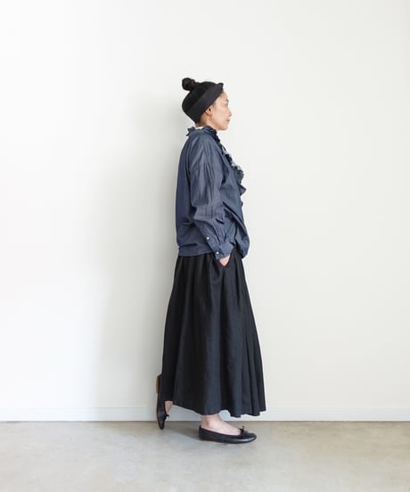 i c h i  260404 Denim 2way Frill Shirt / 2 COLORS