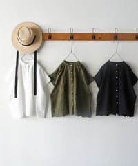 i c h i 251120  Cutwork Embroidery Band Collar Shirt / 3 COLORS