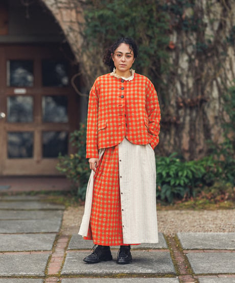 ichiAntiquités 1200318 Cotton Wool Gingham Check Jacket / 3 COLORS